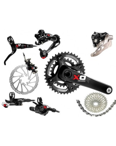 Groupset SRAM X0 2x10, red, brakes, shifters, drivetrain