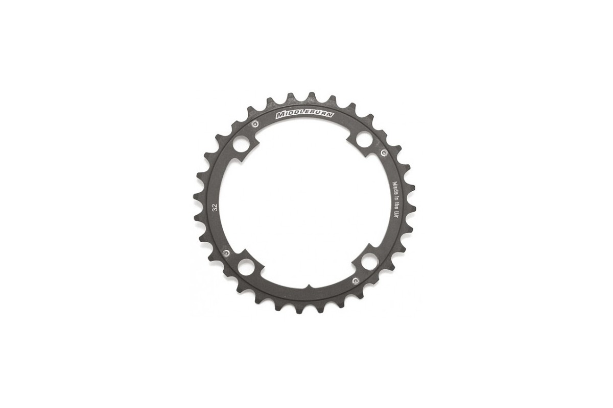 Middleburn 4-Arm Chainring with SlickShift Ramps, 39T. HardCoat grey