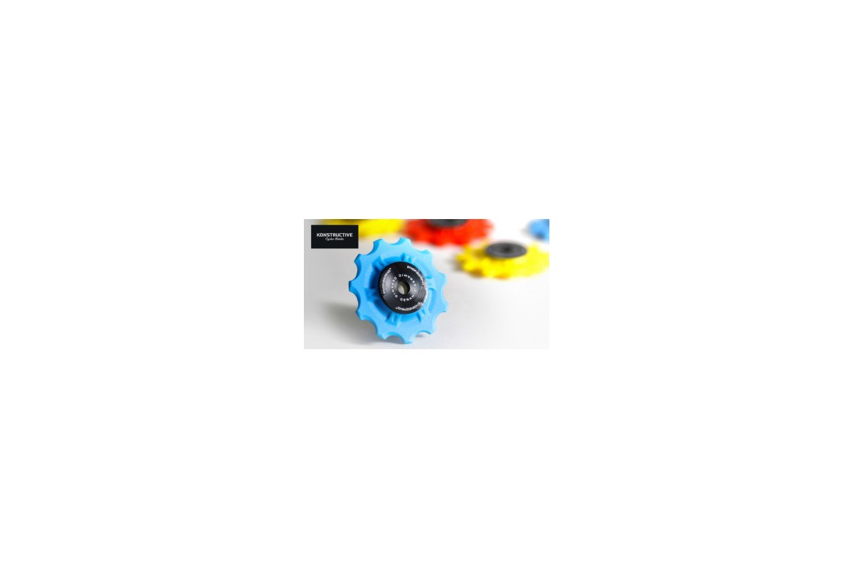 Delrin Pulley Wheels with Ceramic Bearings, 11-Teeth, blue, set of 2