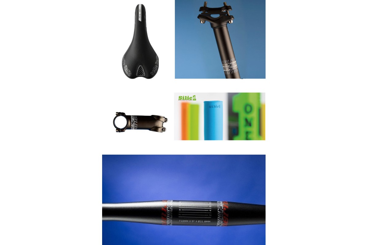 Niner Alu Vorbau, Lenker und Sattelstütze. Sattel Selle Italia SLR SL, SilicONE Grips