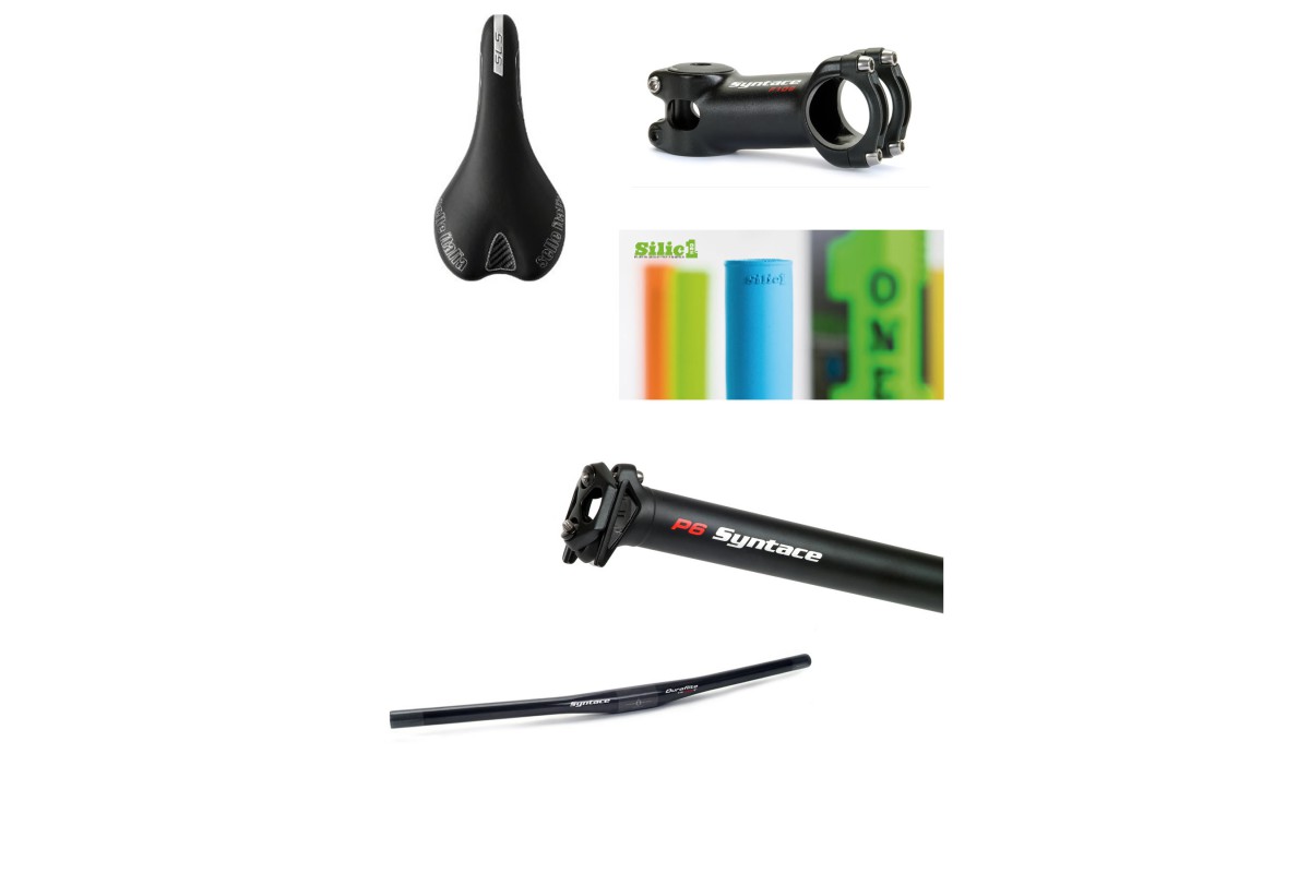 Syntace Alu Vorbau, Alu Lenker und Sattelstütze. Sattel Selle Italia SLR SL, SilicONE Grips